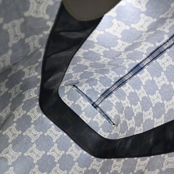 CELINE Logo Macadam Pattern Shoulder Tote Bag Vinyl Leather Blue SHW 38KA973 - Picture 10 of 15
